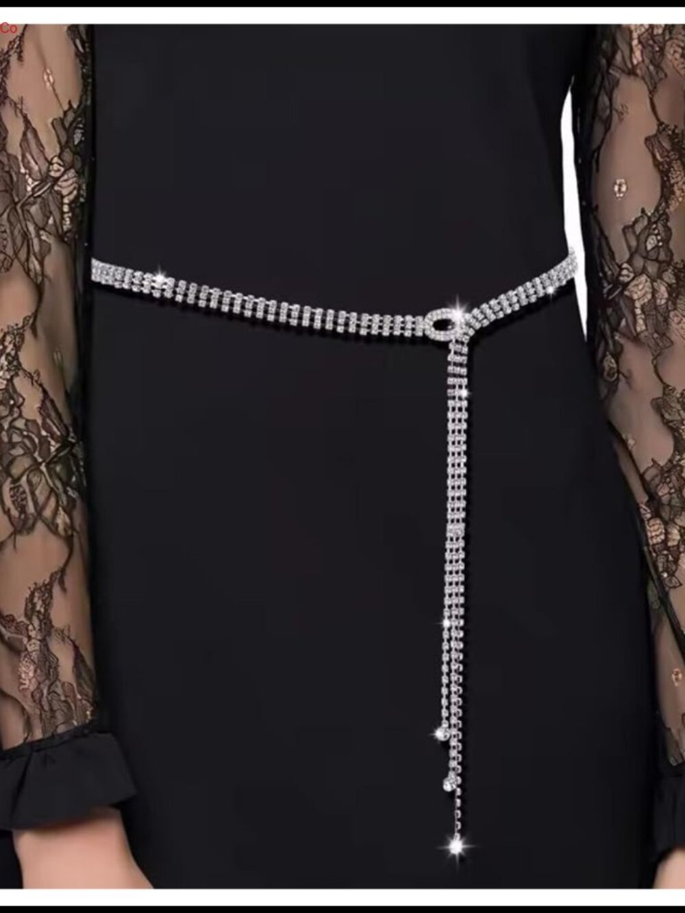 Rhinestone Chain Belt Adjustable Glass Zinc Alloy for Dress Wedding Party